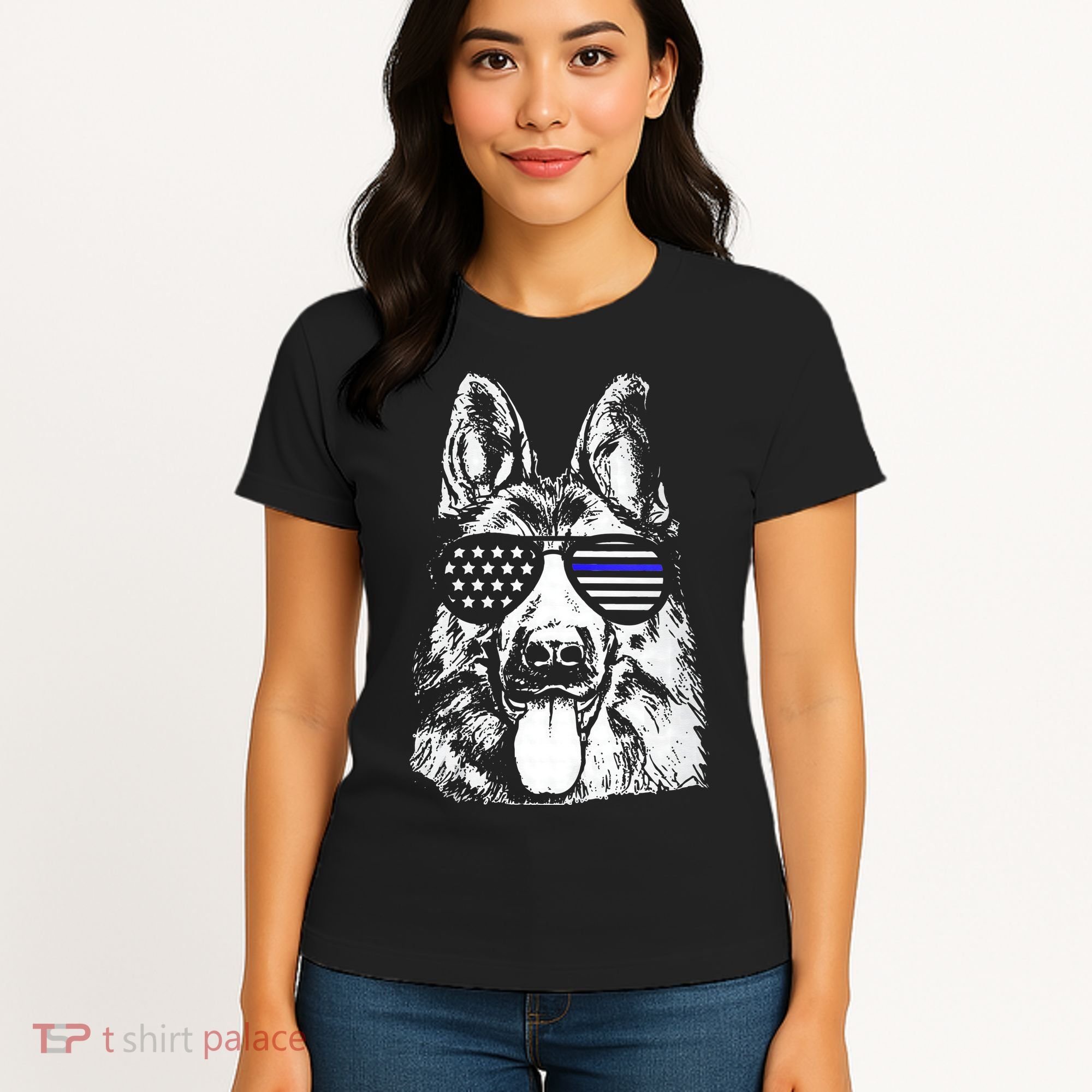 K9 Police Thin Blue Line German Shepherd Patriotic Women's T-Shirt