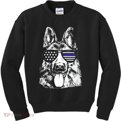 K9 Police Thin Blue Line German Shepherd Patriotic Kids Sweatshirt