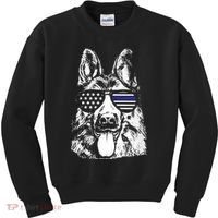K9 Police Thin Blue Line German Shepherd Patriotic Kids Sweatshirt thumb 0