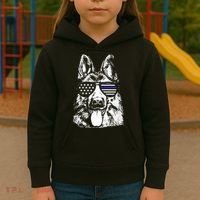 K9 Police Thin Blue Line German Shepherd Patriotic Kids Hoodie thumb 3