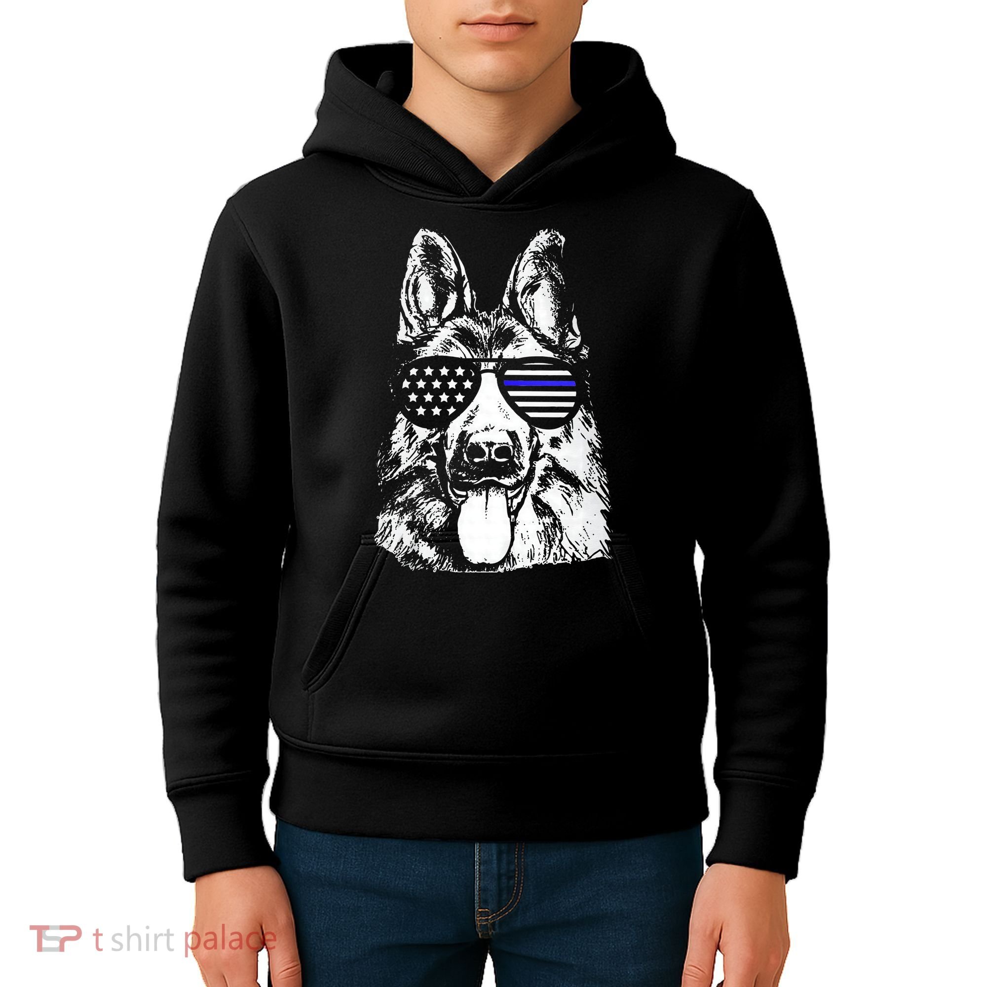 K9 Police Thin Blue Line German Shepherd Patriotic Kids Hoodie