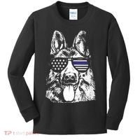 K9 Police Thin Blue Line German Shepherd Patriotic Kids Long Sleeve Shirt thumb 0
