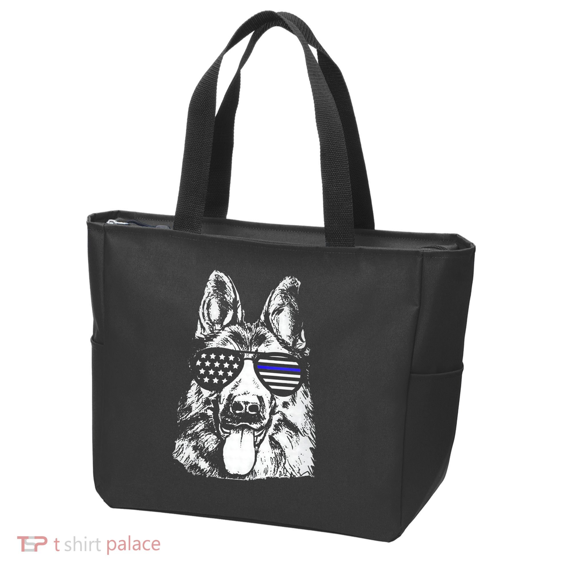 K9 Police Thin Blue Line German Shepherd Patriotic Tote Bag
