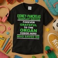 Kidney Pancreas Transplant Survivor Forever Grateful Kids T-Shirt thumb 3