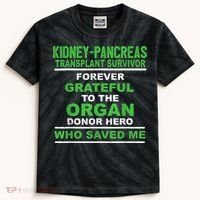Kidney Pancreas Transplant Survivor Forever Grateful Kids Tie-Dye T-Shirt thumb 0