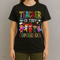 Kindergarten Prek Teacher Of Tiny Superheroes Back To School T-Shirt thumb 4