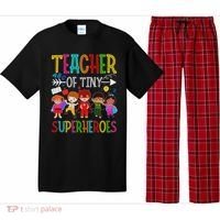 Kindergarten Prek Teacher Of Tiny Superheroes Back To School Pajama Set thumb 0
