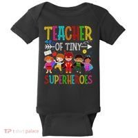 Kindergarten Prek Teacher Of Tiny Superheroes Back To School Baby Bodysuit thumb 0