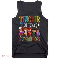 Kindergarten Prek Teacher Of Tiny Superheroes Back To School Tank Top thumb 0