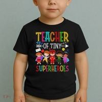 Kindergarten Prek Teacher Of Tiny Superheroes Back To School Toddler T-Shirt thumb 2