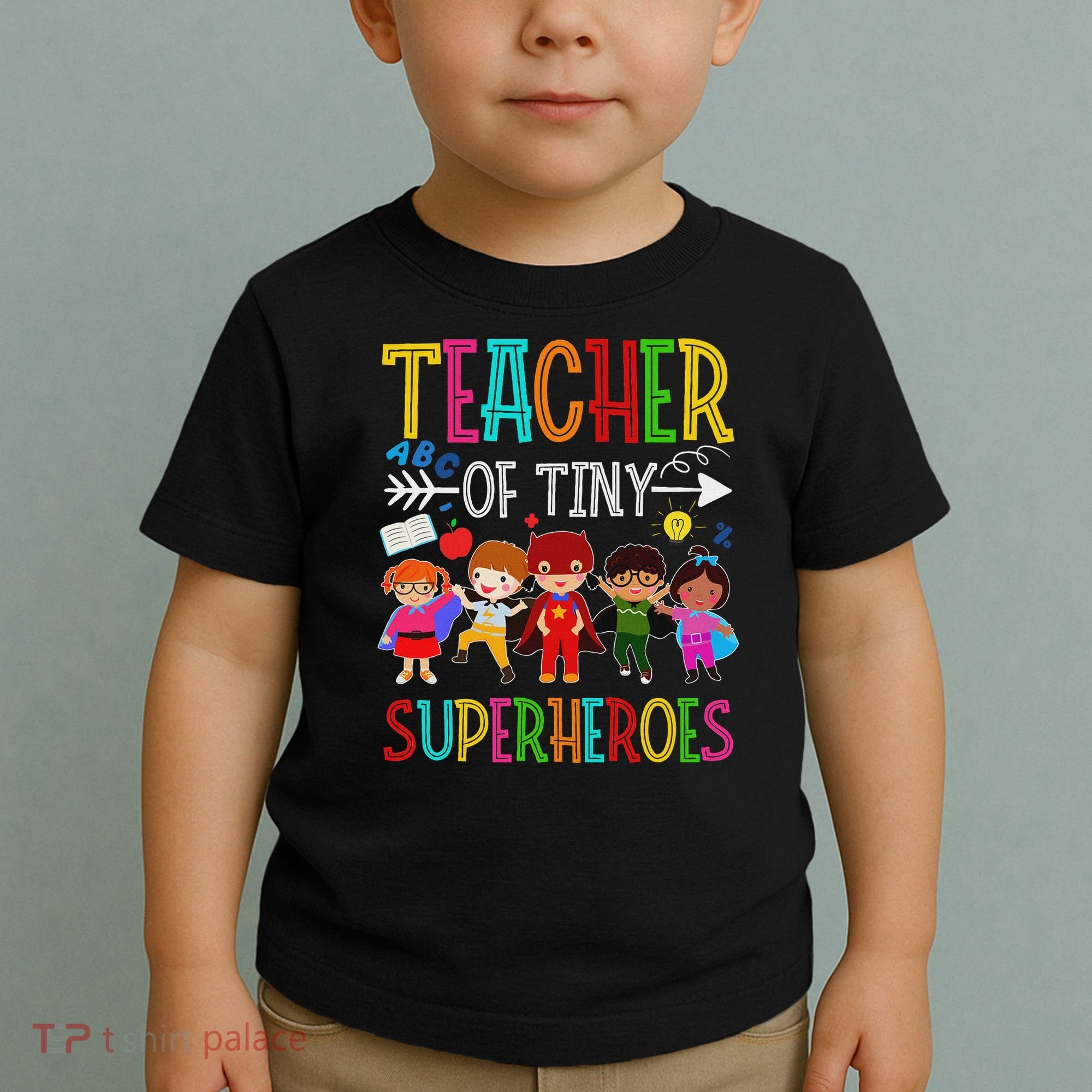 Kindergarten Prek Teacher Of Tiny Superheroes Back To School Toddler T-Shirt