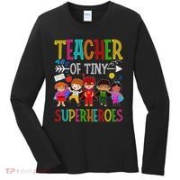 Kindergarten Prek Teacher Of Tiny Superheroes Back To School Women's Long Sleeve Shirt thumb 0