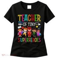Kindergarten Prek Teacher Of Tiny Superheroes Back To School Women's T-Shirt thumb 0