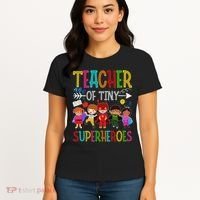 Kindergarten Prek Teacher Of Tiny Superheroes Back To School Women's T-Shirt thumb 4