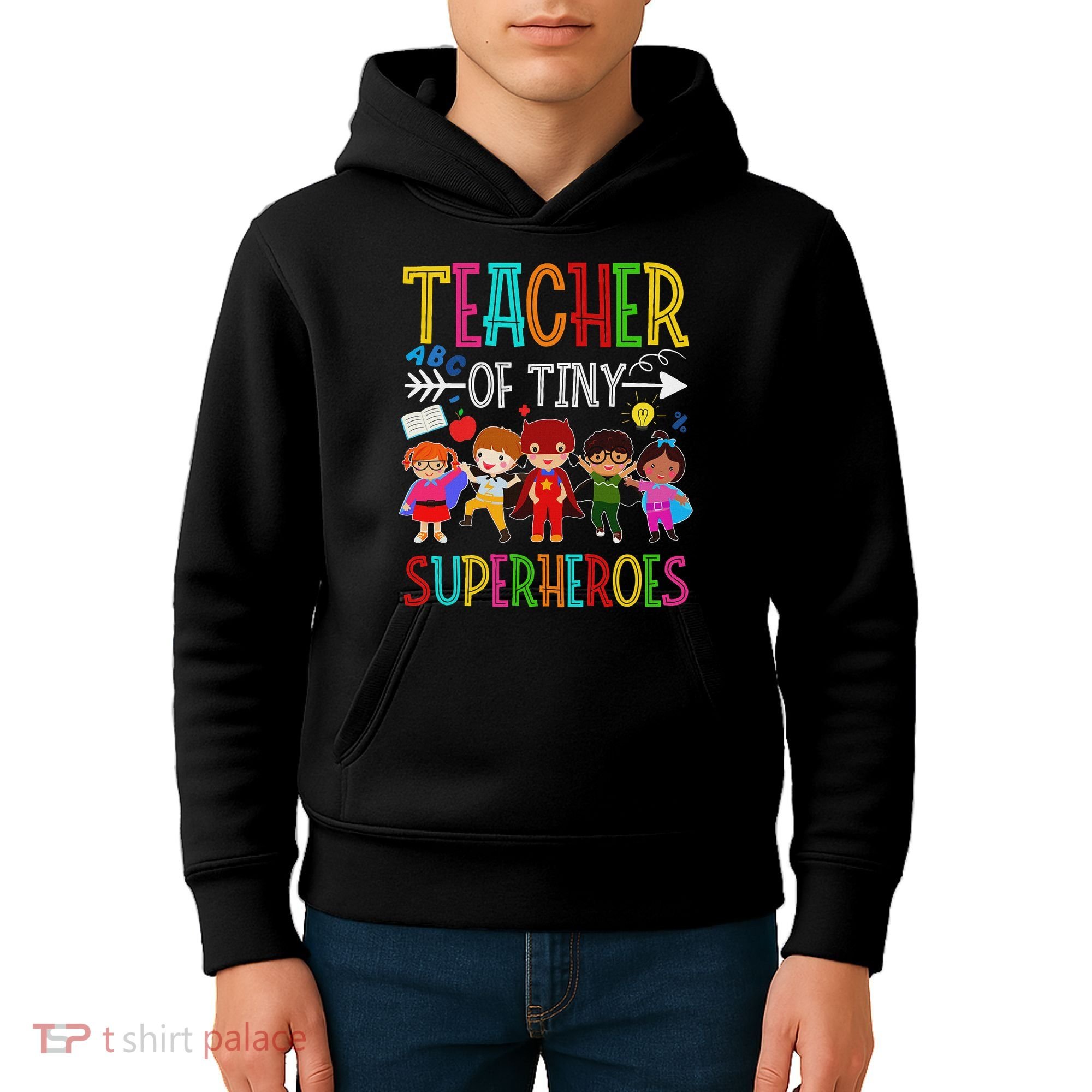 Kindergarten Prek Teacher Of Tiny Superheroes Back To School Kids Hoodie