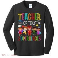 Kindergarten Prek Teacher Of Tiny Superheroes Back To School Kids Long Sleeve Shirt thumb 0