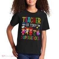 Kindergarten Prek Teacher Of Tiny Superheroes Back To School Kids T-Shirt thumb 2