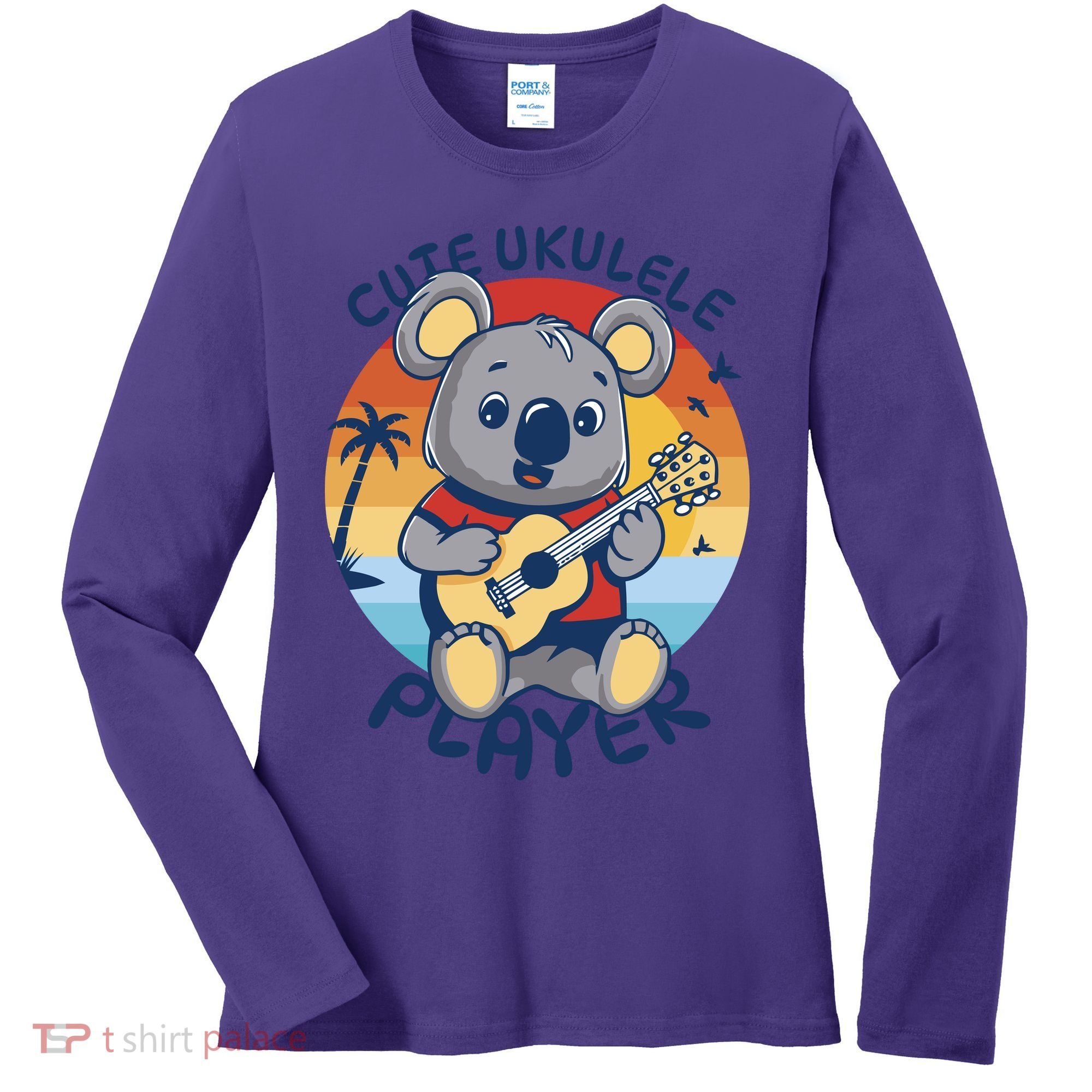 Koala Playing Ukulele Women's Long Sleeve Shirt