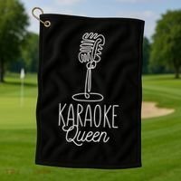 Karaoke Queen Microphone Musical Golf Towel thumb 1