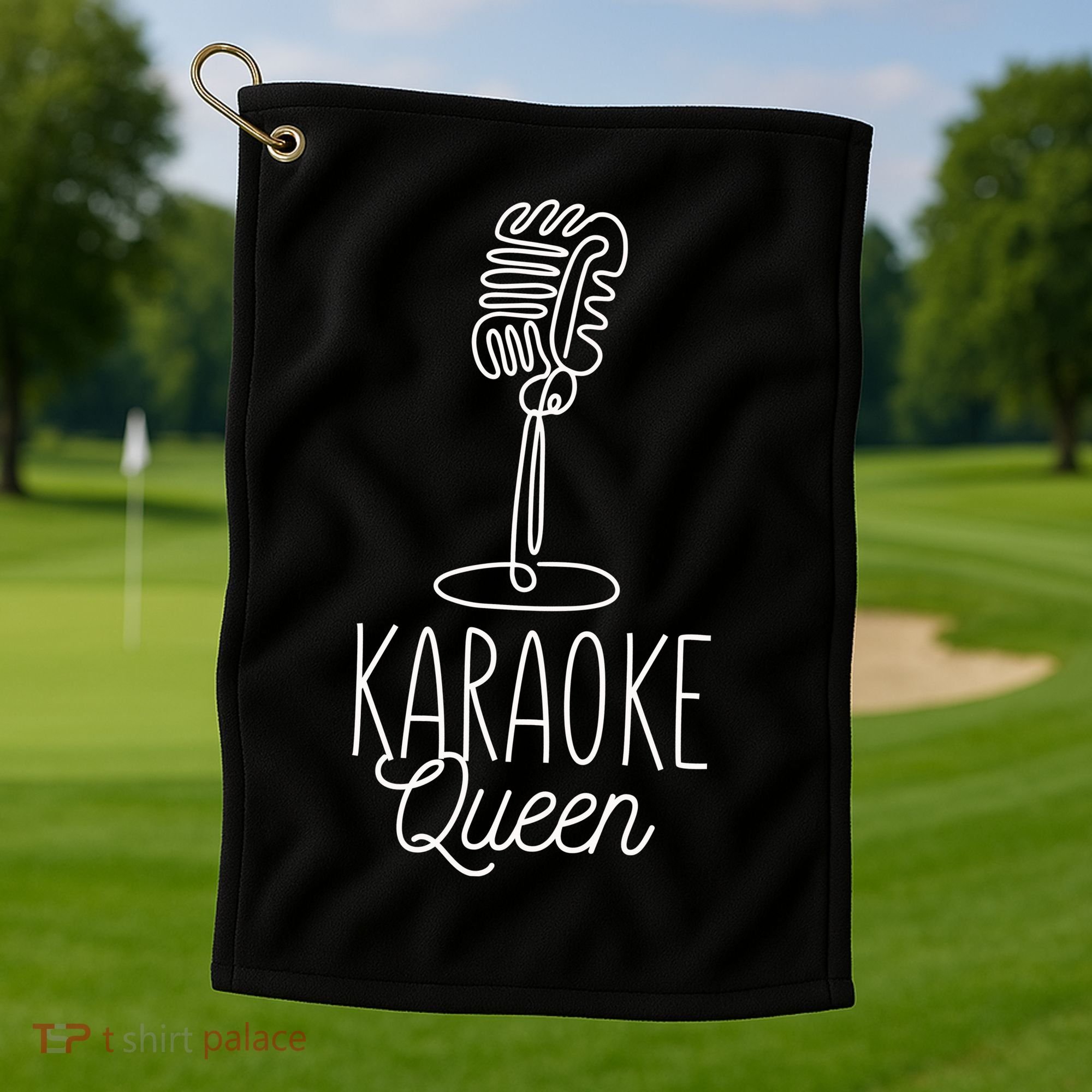 Karaoke Queen Microphone Musical Golf Towel