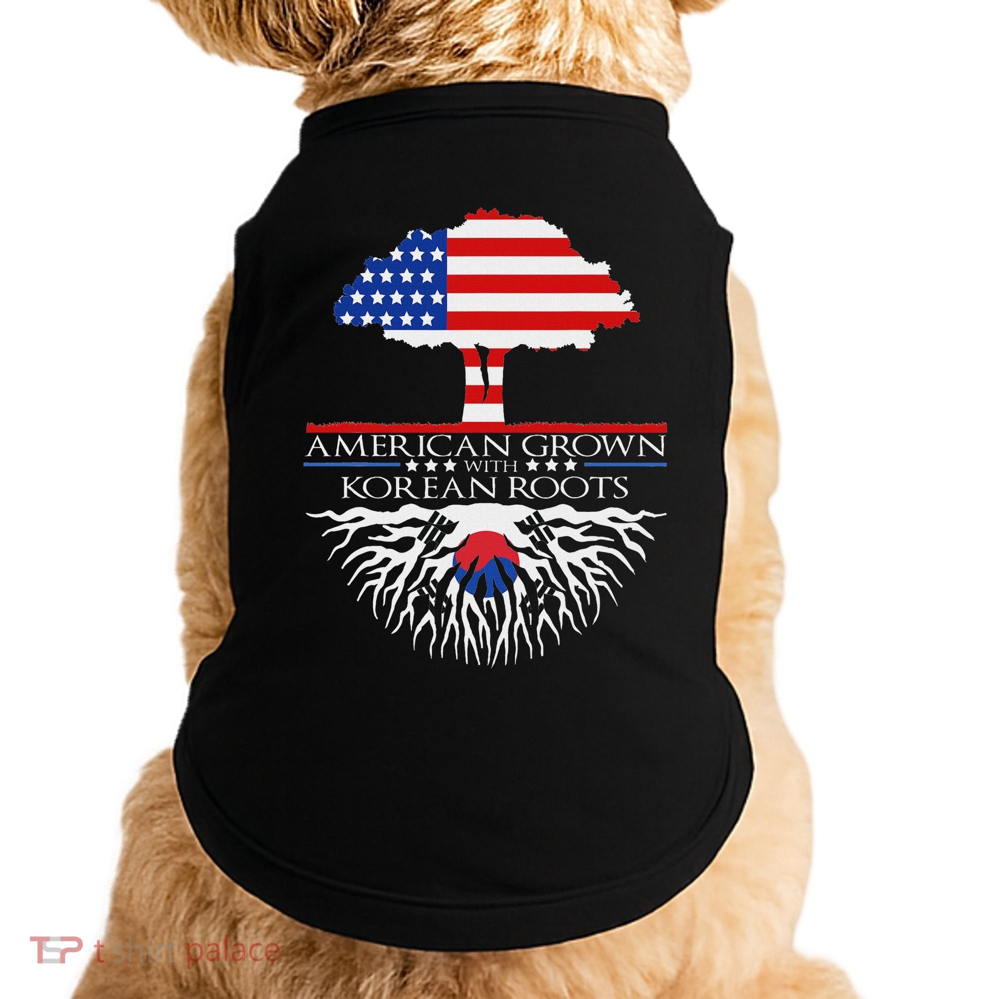 Korean Roots American Grown Tree Flag Us Korea Asian Doggie Tank