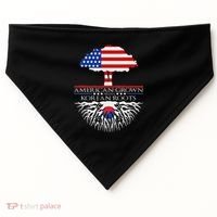 Korean Roots American Grown Tree Flag Us Korea Asian USA-Made Doggie Bandana thumb 0