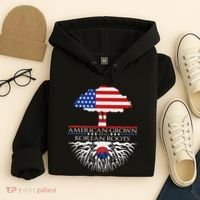 Korean Roots American Grown Tree Flag Us Korea Asian Hoodie thumb 4