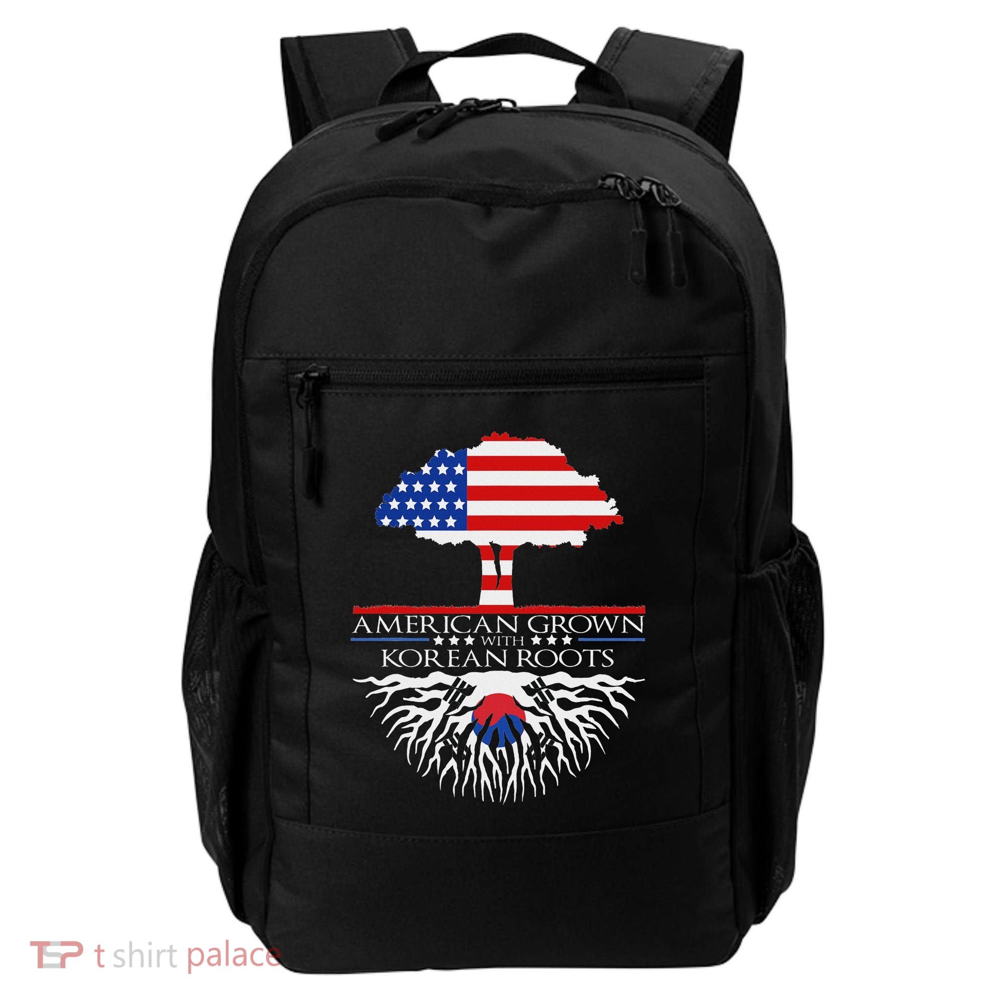 Korean Roots American Grown Tree Flag Us Korea Asian Backpack
