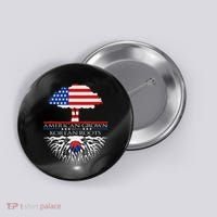Korean Roots American Grown Tree Flag Us Korea Asian Button thumb 0