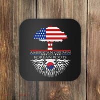 Korean Roots American Grown Tree Flag Us Korea Asian Coaster thumb 0