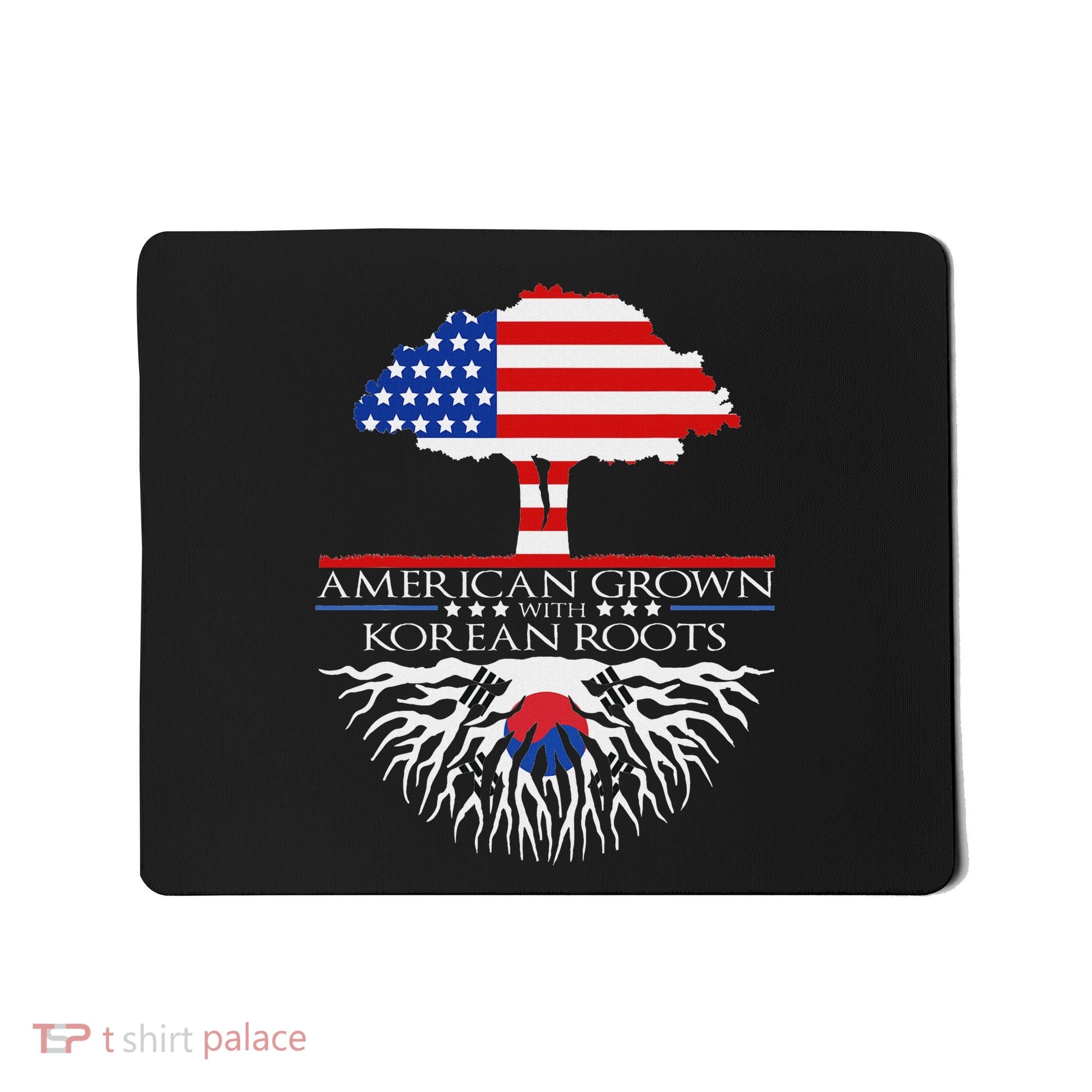 Korean Roots American Grown Tree Flag Us Korea Asian Mousepad