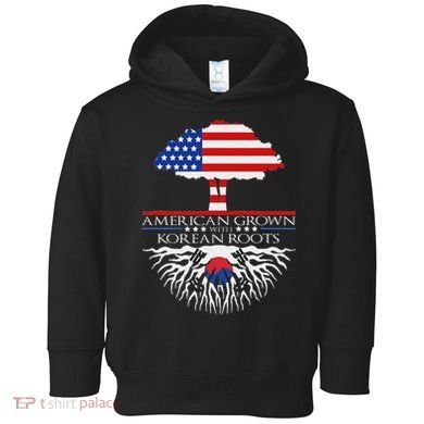 Korean Roots American Grown Tree Flag Us Korea Asian Toddler Hoodie