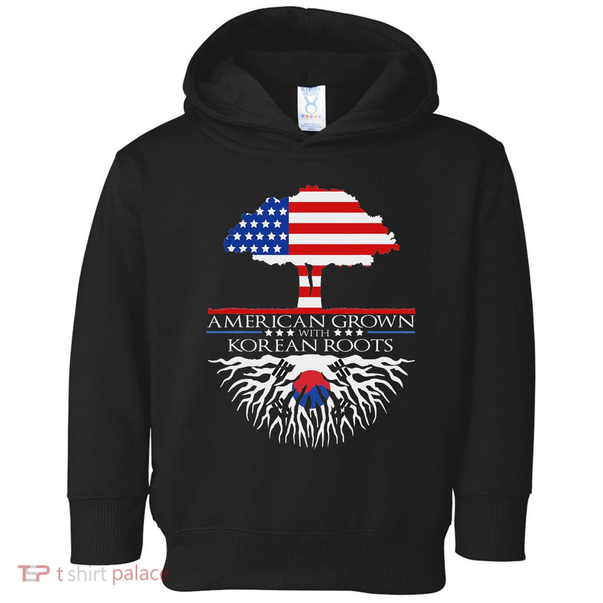 Korean Roots American Grown Tree Flag Us Korea Asian Toddler Hoodie