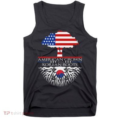 Korean Roots American Grown Tree Flag Us Korea Asian Tank Top