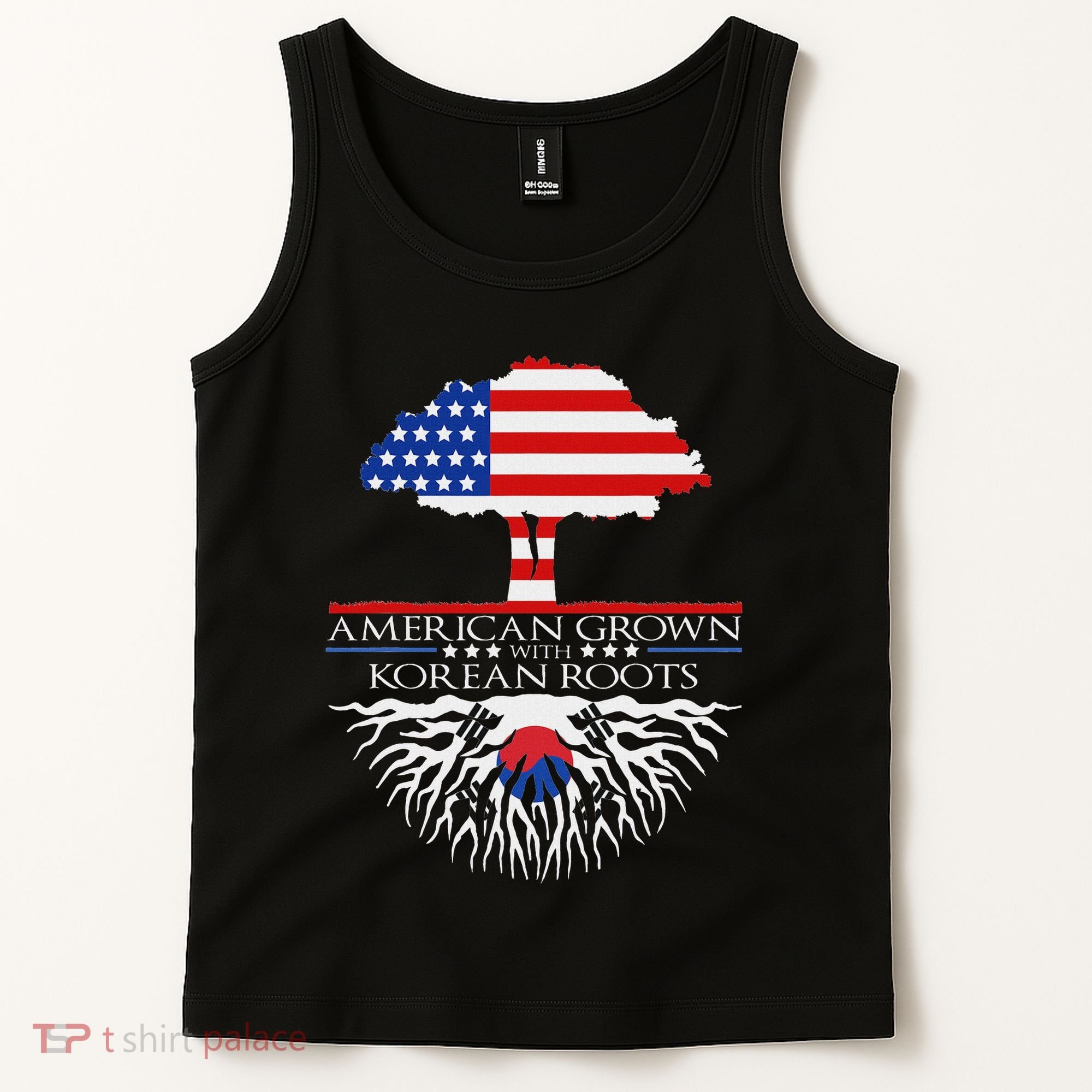 Korean Roots American Grown Tree Flag Us Korea Asian Tank Top
