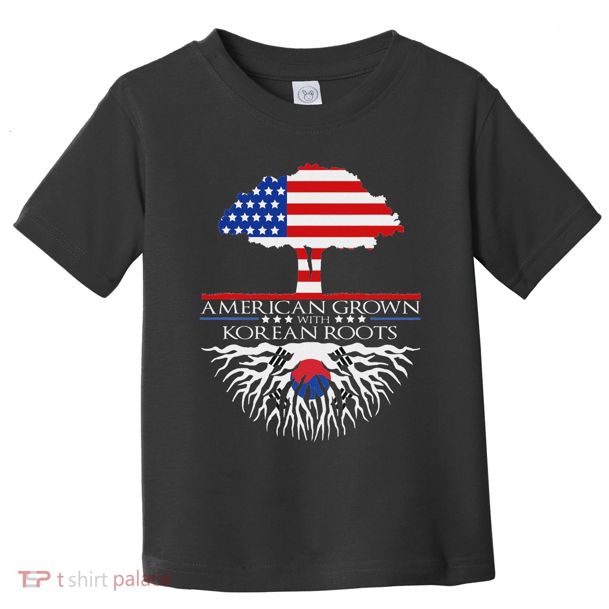 Korean Roots American Grown Tree Flag Us Korea Asian Toddler T-Shirt