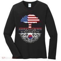 Korean Roots American Grown Tree Flag Us Korea Asian Women's Long Sleeve Shirt thumb 0