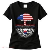 Korean Roots American Grown Tree Flag Us Korea Asian Women's T-Shirt thumb 0
