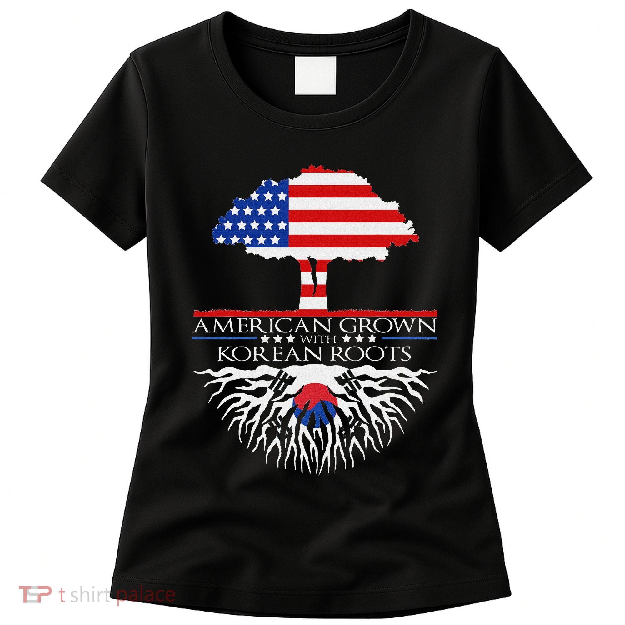 Korean Roots American Grown Tree Flag Us Korea Asian Women's T-Shirt