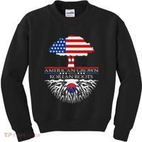 Korean Roots American Grown Tree Flag Us Korea Asian Kids Sweatshirt thumb 0