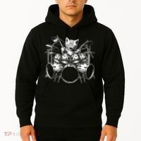 Kitten Rock Band Funny Kitty Drummer Cat Playing Drums Hoodie thumb 2