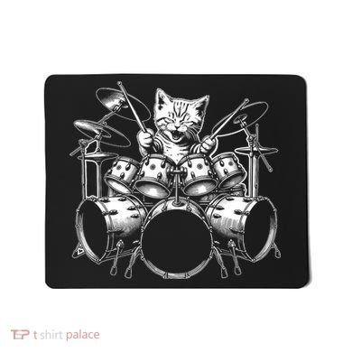 Kitten Rock Band Funny Kitty Drummer Cat Playing Drums Mousepad