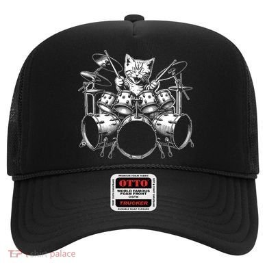 Kitten Rock Band Funny Kitty Drummer Cat Playing Drums Hat