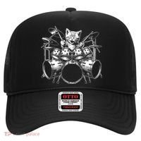 Kitten Rock Band Funny Kitty Drummer Cat Playing Drums Hat thumb 0