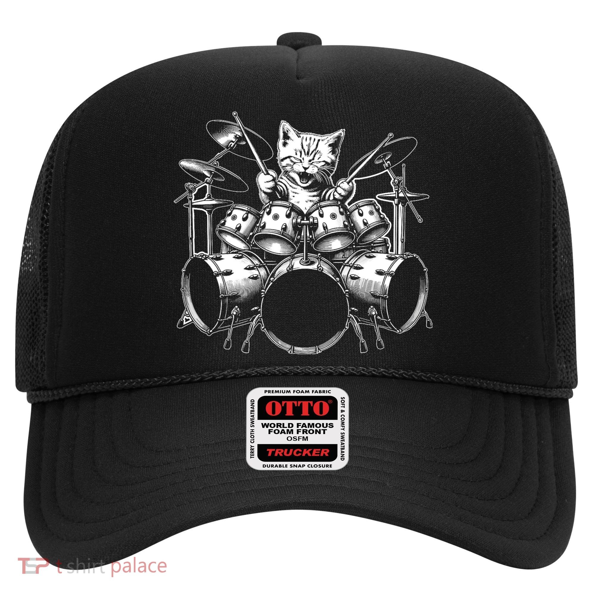 Kitten Rock Band Funny Kitty Drummer Cat Playing Drums Hat