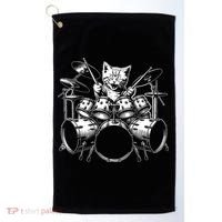 Kitten Rock Band Funny Kitty Drummer Cat Playing Drums Golf Towel thumb 0