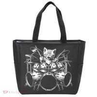 Kitten Rock Band Funny Kitty Drummer Cat Playing Drums Tote Bag thumb 0
