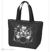 Kitten Rock Band Funny Kitty Drummer Cat Playing Drums Tote Bag thumb 3