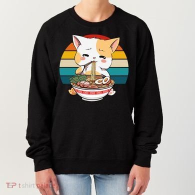 Kawaii Ramen Cat Retro Sunset Women's Sweatshirt