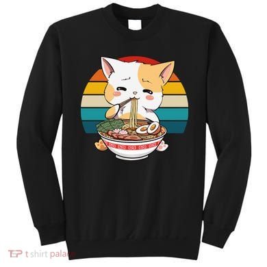 Kawaii Ramen Cat Retro Sunset Sweatshirt